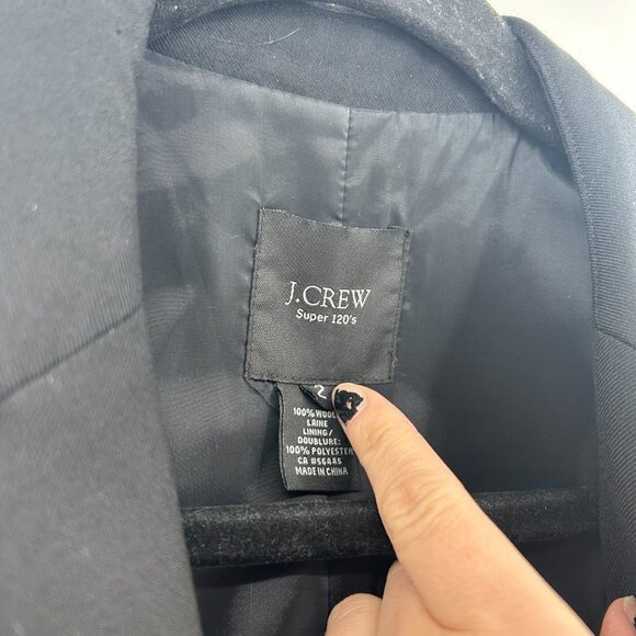 J. CREW *FLAWED* Women's Black Super 120's 100% Wool Double Button Blazer Size 2 - Picture 3 of 4